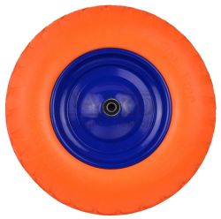 Polyuretnov pln koleso, otvor 12 mm, priemer 39 cm, rka 9,5 cm, oranov, s oskou