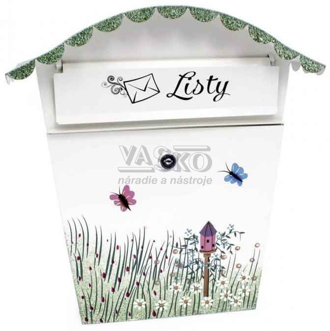 Poštová schránka s polkruhovou strieškou, motív lúka s kvetmi, XL-TOOLS