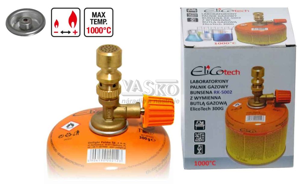Bunsenov horák s reguláciou + 300g kartuša, ELICO