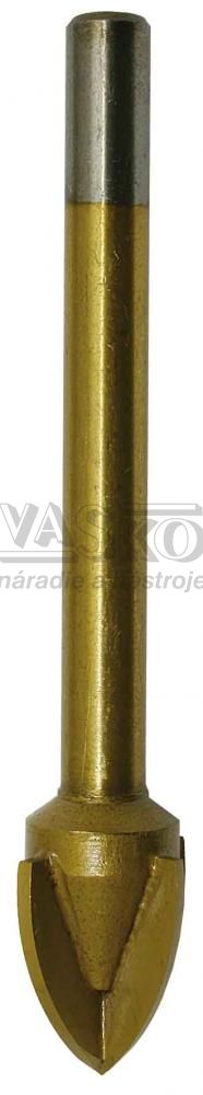 Vrták do skla a keramiky 4-britý TIN 25/115 mm, valcová stopka, VASKO