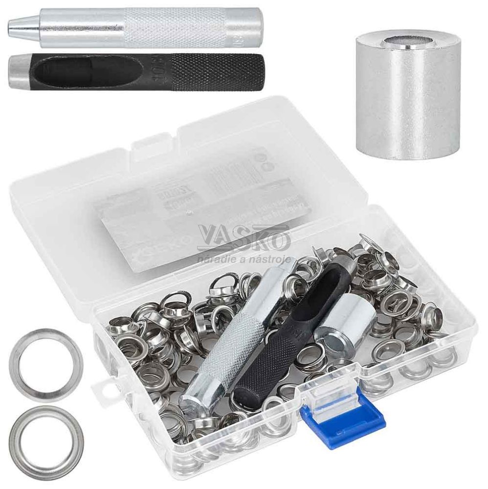 Sada nitovacích očiek priemer 10 m na plachty s nitovacím zariadením, 100-dielna, GEKO