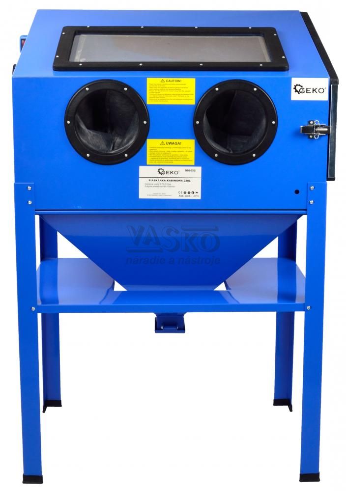 Pieskovačka kabínová, 220l, pracovný tlak 2,7-5,5 barov, GEKO