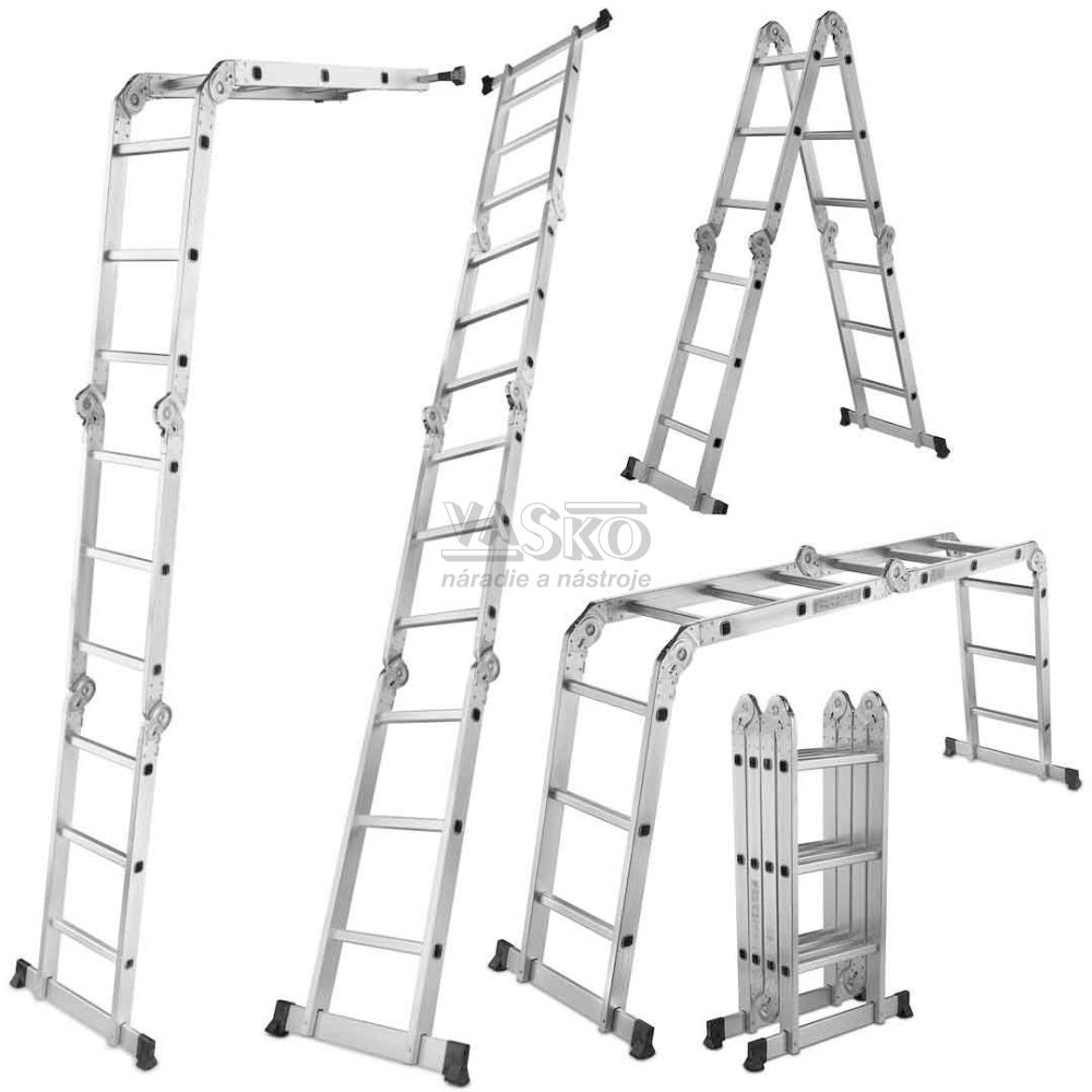 Rebrík štvordielny kĺbový 4 x 3 priečok, 370 cm, 10,8 kg, GEKO