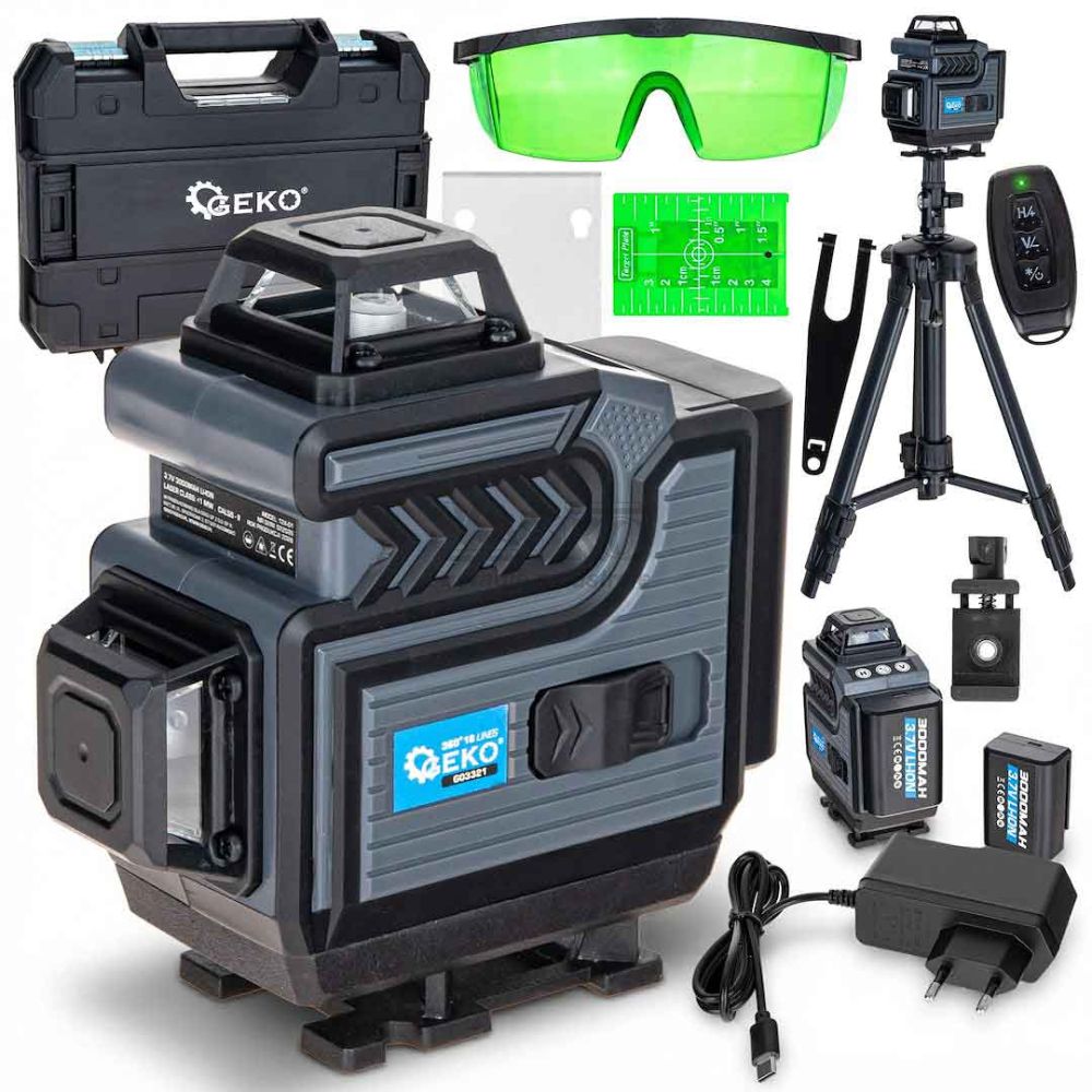 Laser krížový samonivelizačný 360°, presnosť ±1,0 mm/5m, dosah 40 m, 16 lúčov, GEKO
