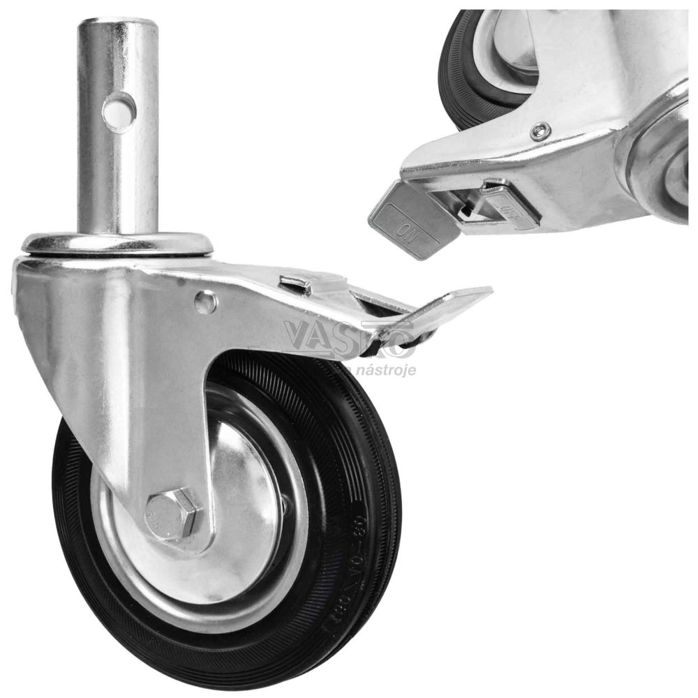 Koleso na lešenie s brzdou 160 mm, nosnosť 125 kg, GEKO
