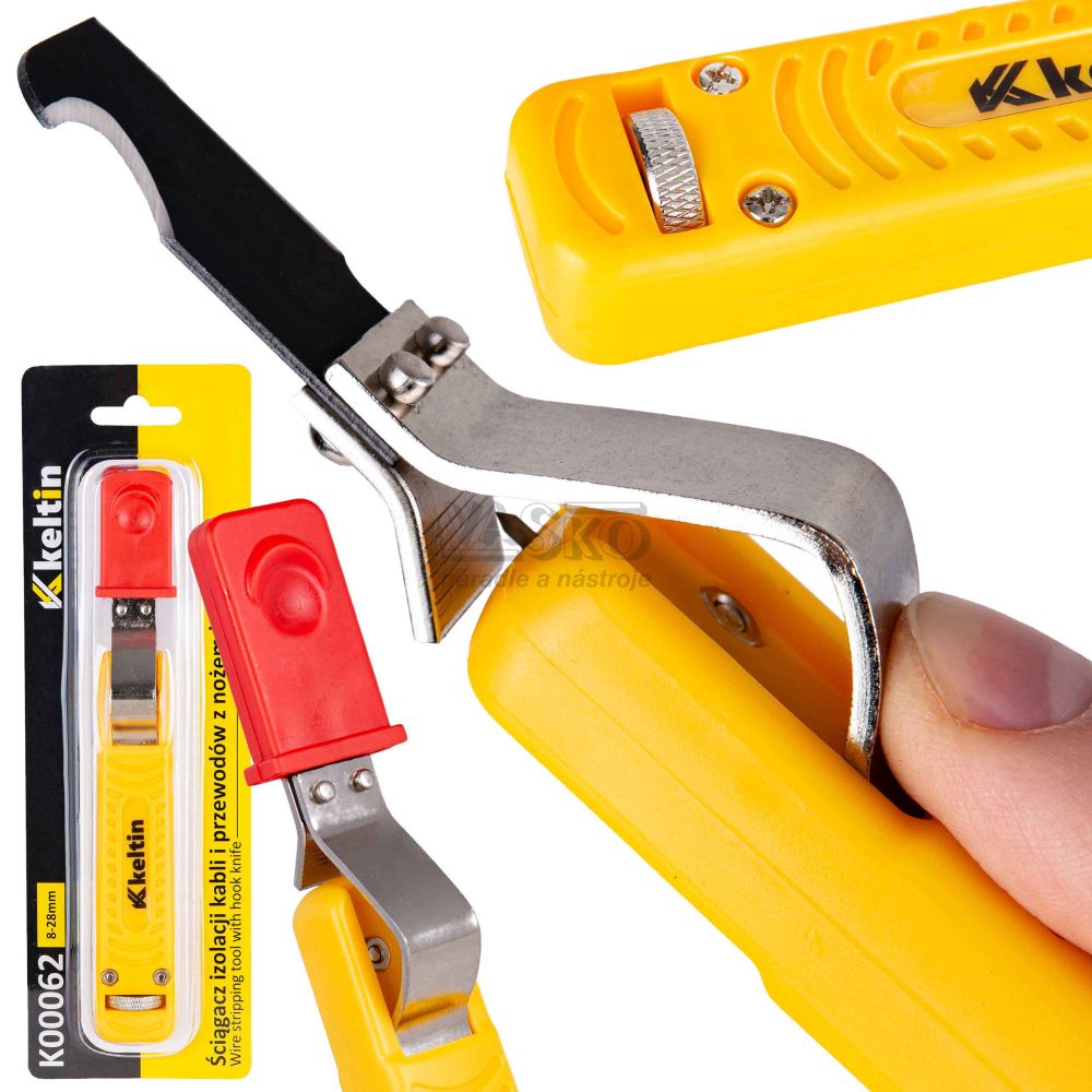 Nôž elektrikársky na odizolovanie káblov s ohnutou čepeľou 8-28 mm, KELTIN