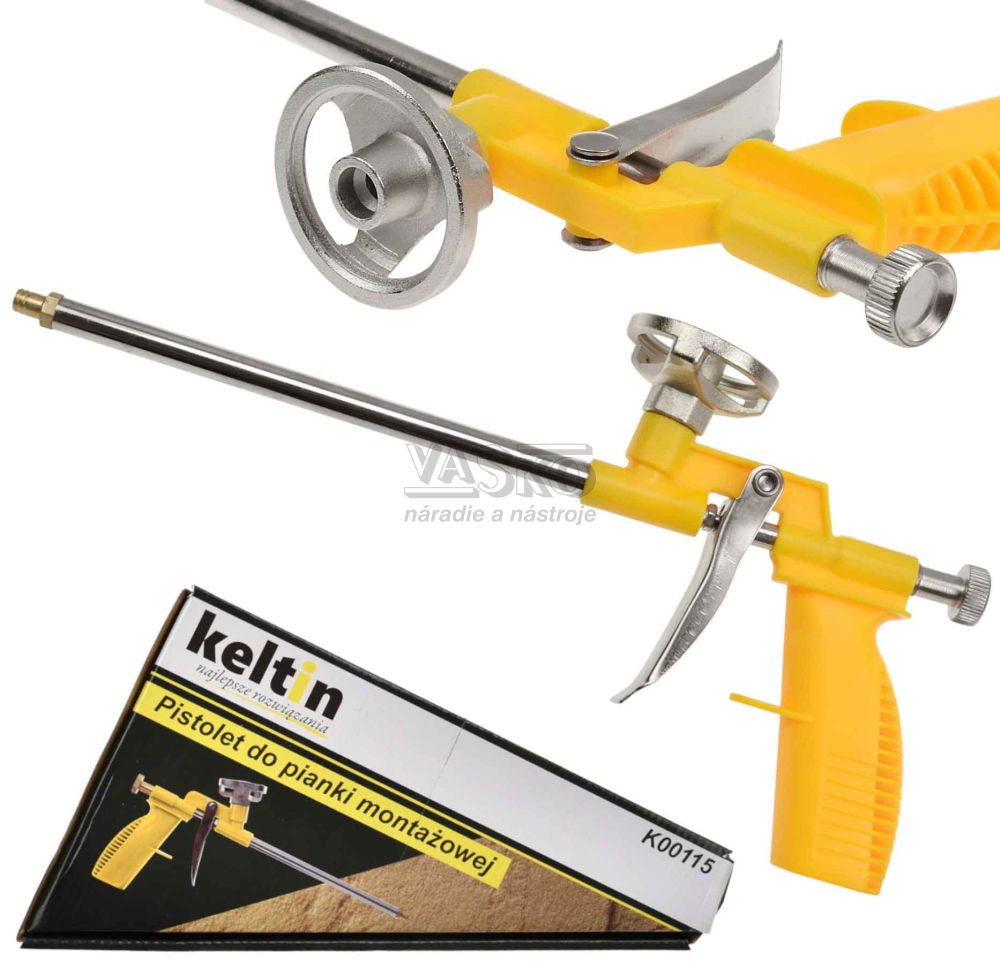 Pištoľ na montážnu penu kovová, KELTIN