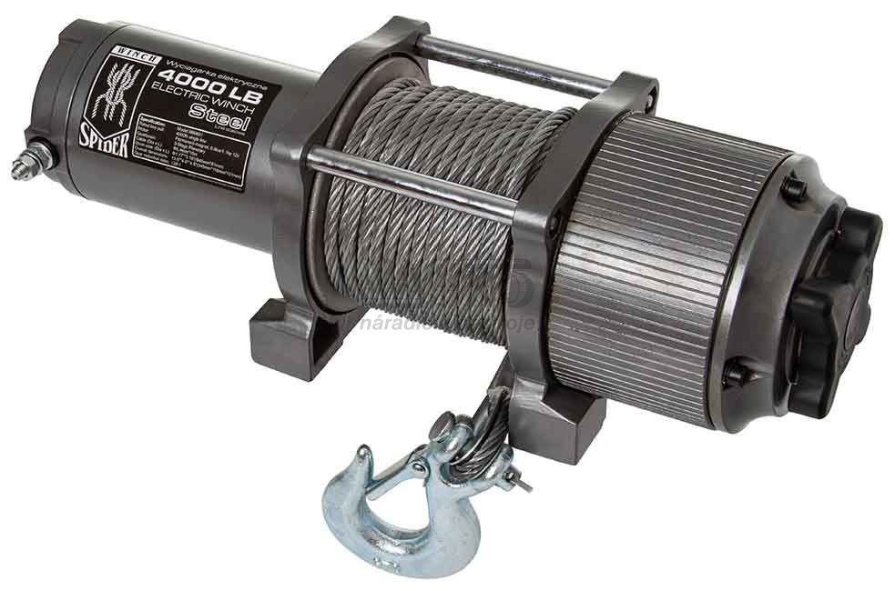 Naviják elektrický, 12V, 800W, max. ťah 1814 kg, oceľové lano 6 mm, MAR-POL