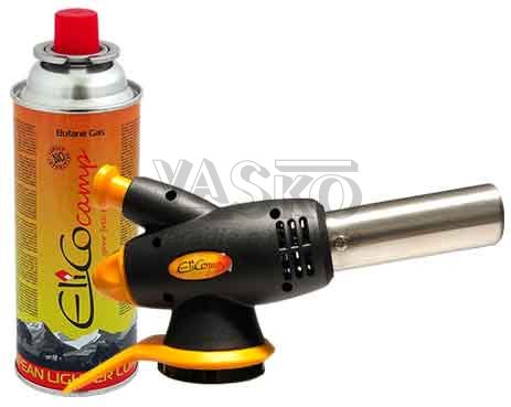 Spájkovacia lampa s piezo zapaľovačom a kartušou 220g, otočný uzáver, ELICO