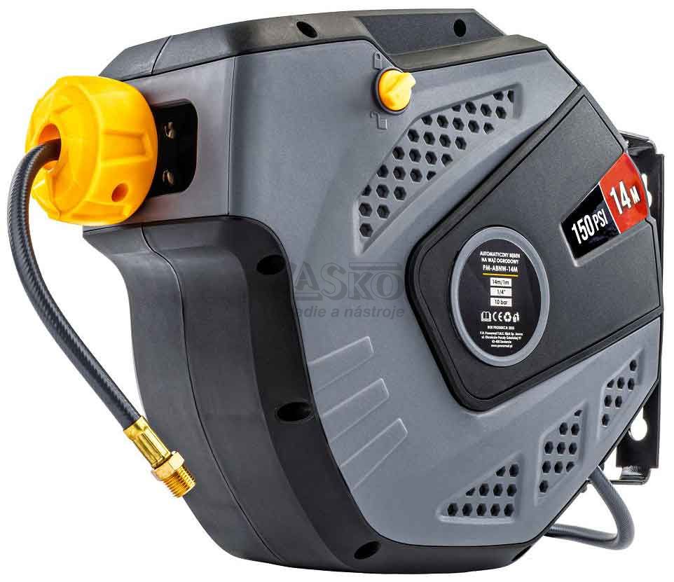 Samonavíjací závesný bubon s hadicou na vzduch, 6,5x10 mm, dĺžka 14 m, POWERMAT