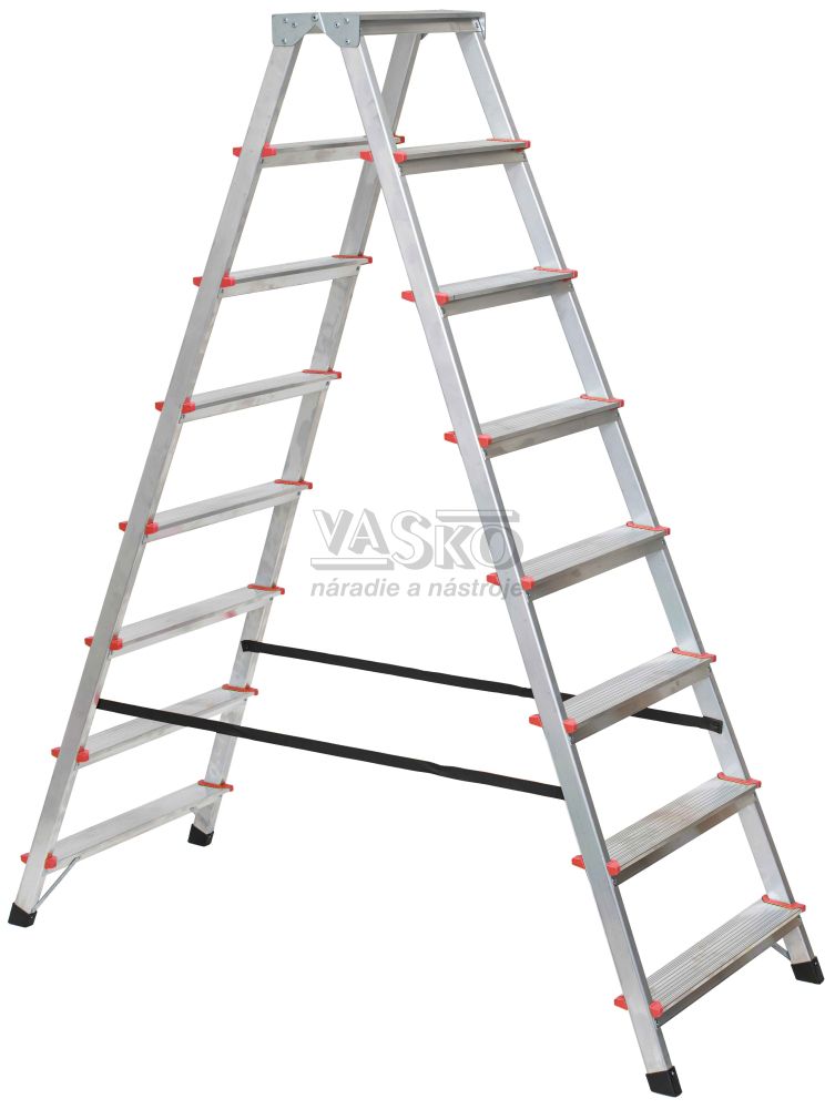 Schodíky hliníkové obojstranné - 8 stupne, 163 cm, nosnosť 120 kg, VASKO