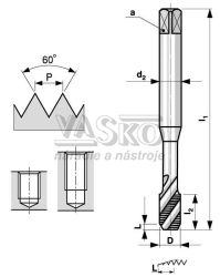 Zvitnk M2  strojn, pirlov drka, HSS-Co.   DIN 371