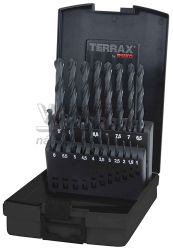 19-dielna sada vrt�kov do kovu 1-10 mm, �ierne, plastov� krabi�ka, TERRAX