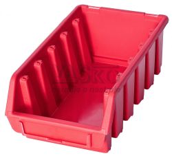 Zásobník plastový červený,  dĺžka 20,5 x šírka 11,5 x výška 7,5 cm 