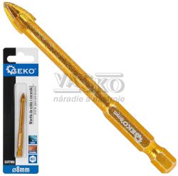 Vrtk do skla a keramiky 8 mm, 4-brit, stopka 1/4", GEKO