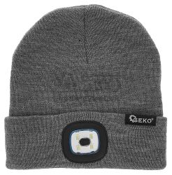 Zimn iapka s LED svetidlom, siv, GEKO