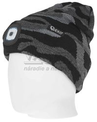 Zimn iapka s LED svetidlom, ierno siv, GEKO