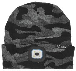 Zimn iapka s LED svetidlom, ierno siv, GEKO