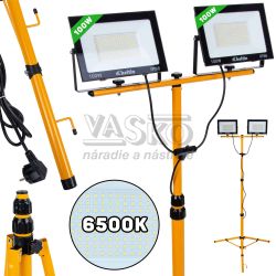 LED reflektor 2x100W s teleskopick�m stojanom, studen� biela 6500K, KELTIN