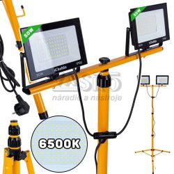LED reflektor 2x50W s teleskopick�m stojanom, studen� biela 6500K, KELTIN