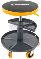 Stolička kruhová s pojazdovými kolieskami, výška sedenia 40-52 cm, POWERMAT Stolička kruhová s pojazdovými kolieskami, výška sedenia 40-52 cm, POWERMAT