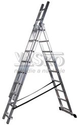 Rebrík hliníkový 3x11 stupne, 295/423/633 cm,  nosnosť 150 kg, 17,10 kg